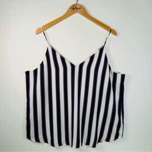 Express Striped Professional Office Career Wear Tank Top White Blue Brown XL